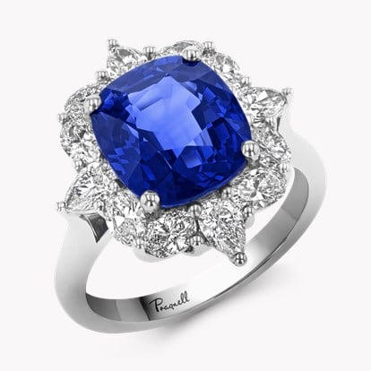 Sri Lankan Sapphire Cluster Ring 5.63ct in Platinum