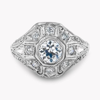 Art Deco Old European Cut Diamond Cluster Ring