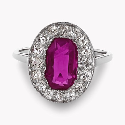 Edwardian 1.80ct Burmese Ruby and Diamond Cluster Ring