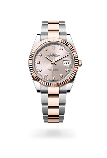 Datejust 41 * Oyster, 41 mm, Oystersteel and Everose gold with a Sundust set with diamonds Fluted bezel and Oyster, three-piece solid links bracelet