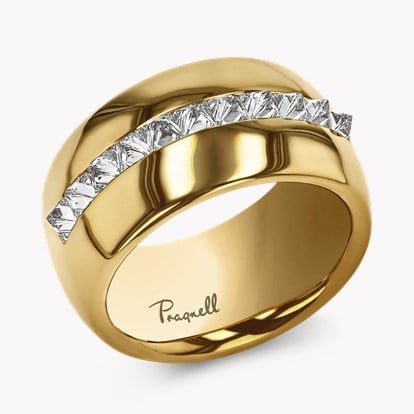 RockChic Wide 0.91ct Inverted Princess Cut Diamond Ring in 18ct Yellow Gold
