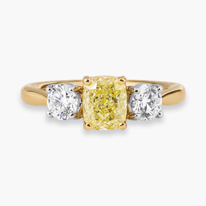 Cushion Cut 1.01ct Fancy Light Yellow Diamond Ring