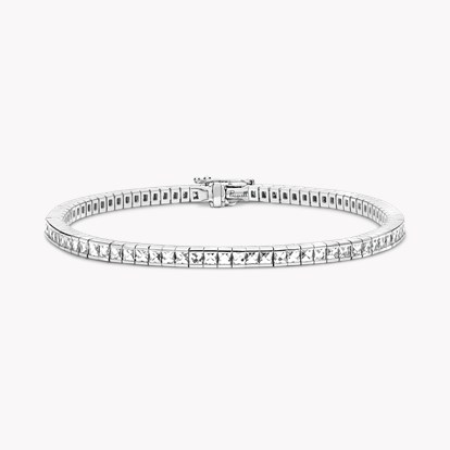 French Cut Diamond Line Bracelet 3.36ct in 18ct White Gold