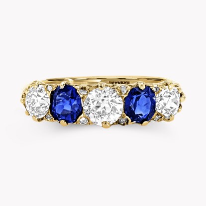 Victorian Inspired Sapphire & Diamond Five Stone Ring