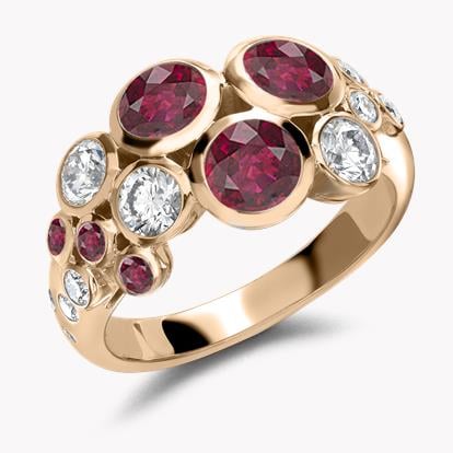Bubbles Ruby and Diamond Dress Ring 2.77ct in 18ct Rose Gold