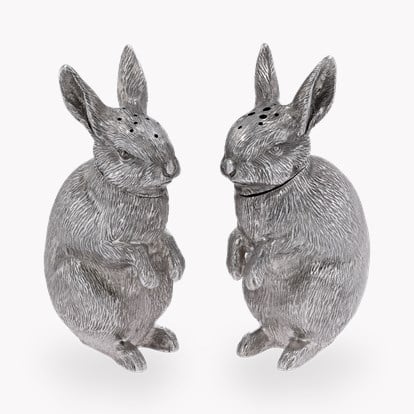 Pair of Silver Rabbit Salt and Pepper Pots by Wakely and Wheeler