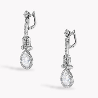 Art Deco Pear shaped 6.52ct Diamond Earrings