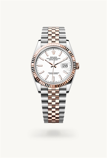 Datejust 36 * Oyster, 36 mm, Oystersteel and Everose gold with a Bright black set with diamonds Fluted bezel and Oyster, three-piece solid links bracelet