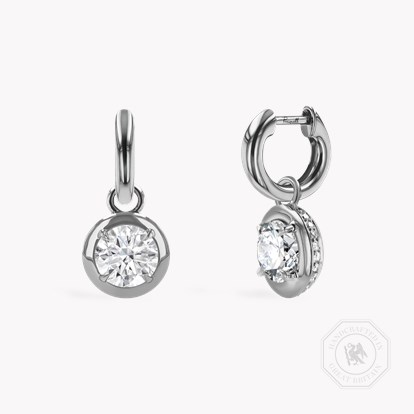 Skimming Stone 2.24ct Botswana Diamond Drop Hoop Earrings in 18ct White Gold