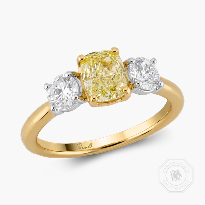 Cushion Cut 1.01ct Fancy Light Yellow Diamond Ring