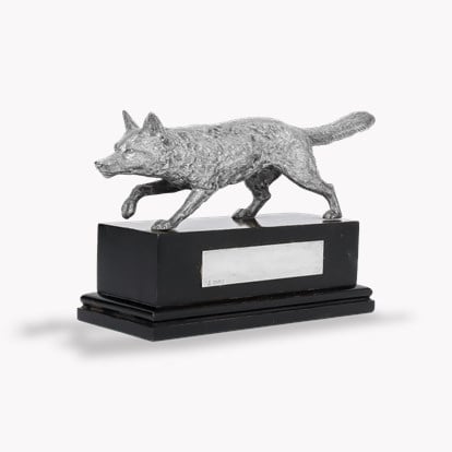 Silver Fox Mounted on Black Ebony Base Wakely & Wheeler, 1982