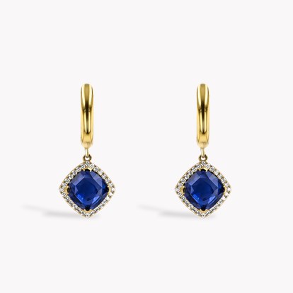 Madagascan 2.37ct Sapphire and Diamond Cluster Drop Earrings