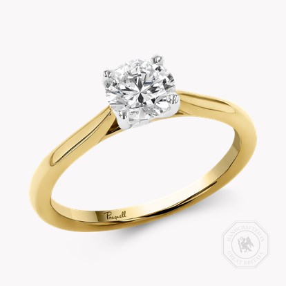 0.71ct Diamond Solitaire Ring Yellow Gold and Platinum Gaia Setting