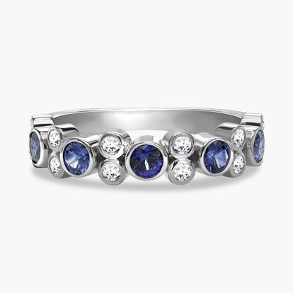 Bubbles Blue Sapphire and Diamond Half-Eternity Ring