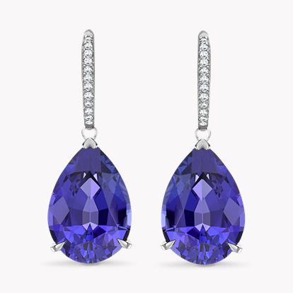 Pear Cut Tanzanite Earrings 16.09ct in 18ct White Gold