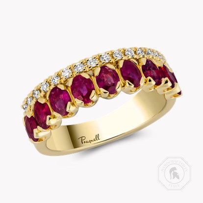 Oval Cut 1.70ct Ruby and Diamond Half Eternity Ring