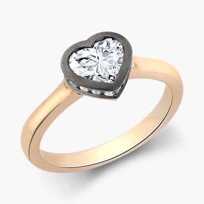 Legacy Heart Shaped Diamond Ring 1.01ct in 18ct Rose & Blackened White Gold 