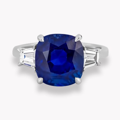 Cushion Cut 6.23ct Sri Lankan Sapphire and Diamond Ring