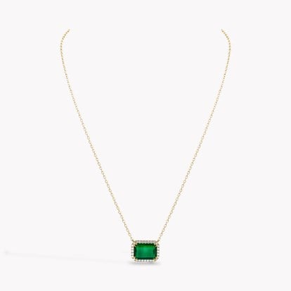 Octagonal Cut 3.37ct Emerald and Diamond Pendant