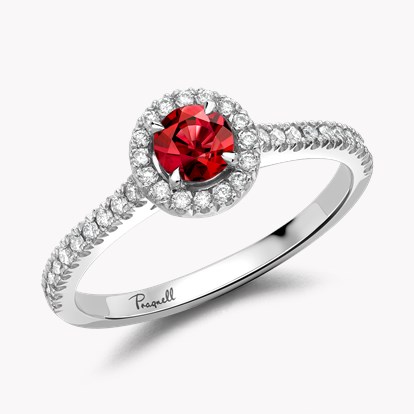 Celestial 0.37ct Ruby and Diamond Cluster Ring in 18ct White Gold