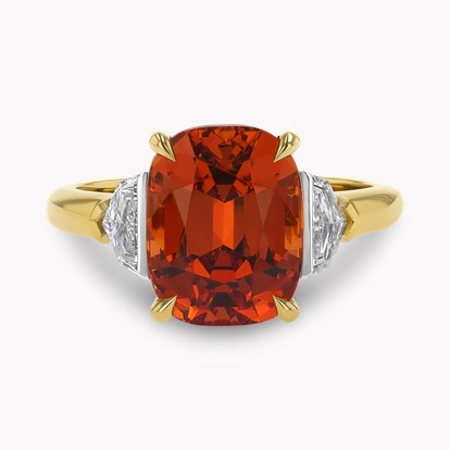 Oval Cut 6.08ct Namibian Spessartite Garnet and Diamond Ring