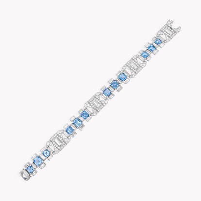 French Art Deco Aquamarine & Diamond bracelet