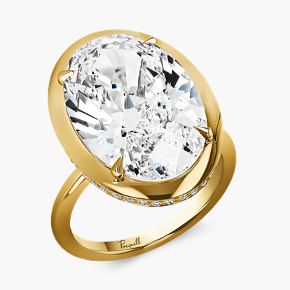 Masterpiece Skimming Stone 10.32ct Oval Diamond Solitaire Ring
 in 18ct Yellow Gold