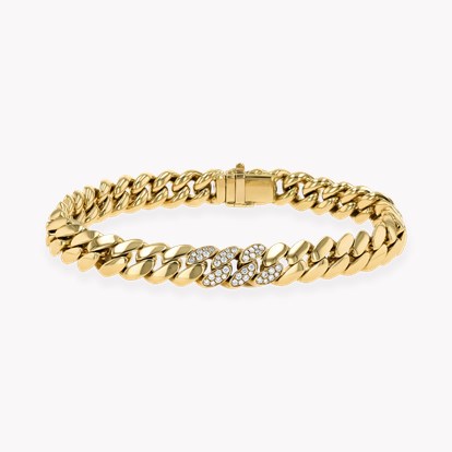 Fusion Polished Curb Link Bracelet (19cm) 0.39ct in 18ct Yellow Gold ...