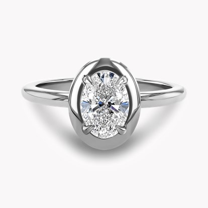 Skimming Stone 0.90ct Oval Cut Diamond Ring