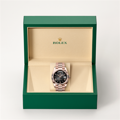 Day-Date 40, Oyster, 40 mm, Everose gold watch inside presentation box