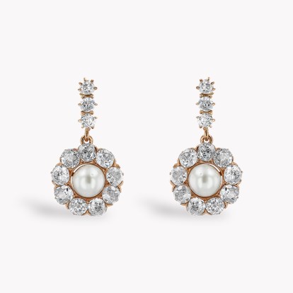 Victorian Natural Pearl & Diamond Earrings