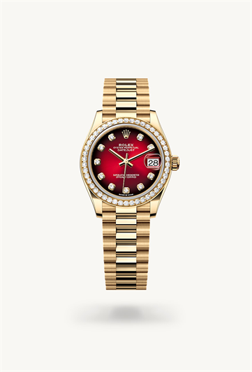 Rolex Datejust 31 Oyster, 31 mm, yellow gold and diamonds