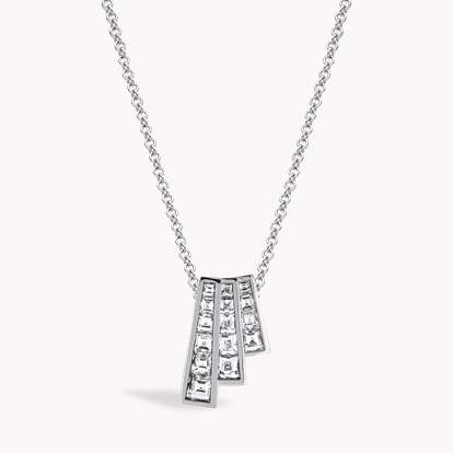 Manhattan 0.92ct Diamond Three Row Fan Pendant in 18ct White Gold