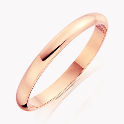 2.5mm D-Shape Wedding Ring in 18ct Rose Gold