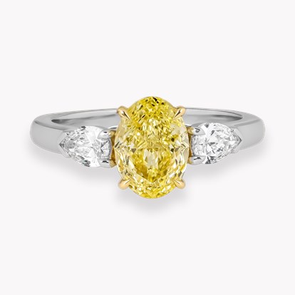 Oval Cut 1.51ct Fancy Yellow Diamond Ring
