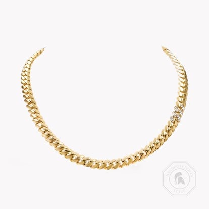 Fusion Long Polished Curb Link Necklace in 18ct Yellow Gold