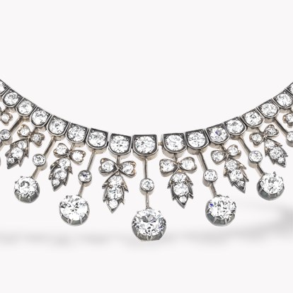 Old European Cut Diamond Fringe Necklace