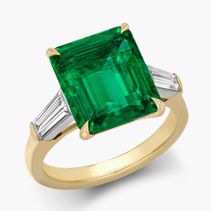 Masterpiece Regency Setting Colombian Emerald Ring 5.19ct in 18ct Yellow Gold & Platinum