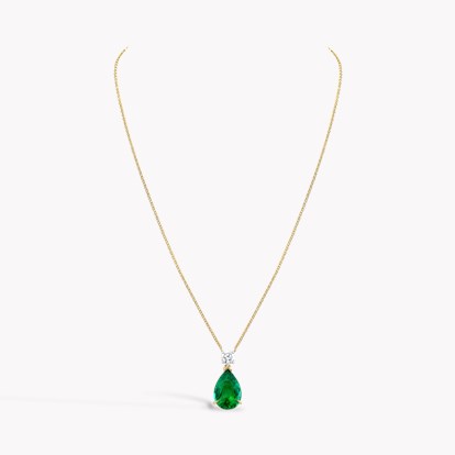 Pear Shaped 1.68ct Zambian Emerald and Diamond Pendant