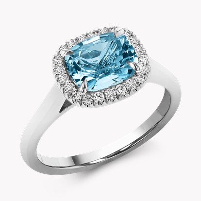 Lukusuzi Aquamarine and Diamond Cluster Ring 1.41ct in Platinum