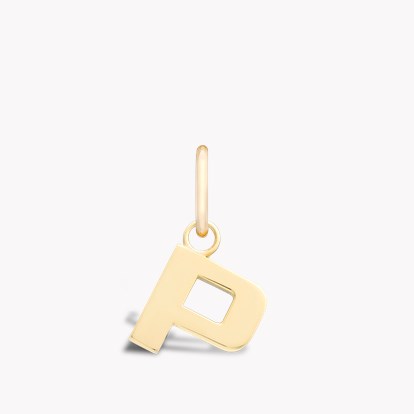 Letter P Pendant Charm in 18ct Yellow Gold