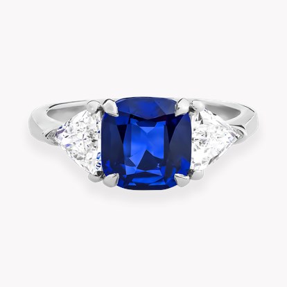 Cushion Cut 2.56ct Sri Lankan Sapphire and Diamond Ring