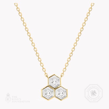 Honeycomb 0.54ct Diamond Trilogy Pendant in 18ct Yellow Gold