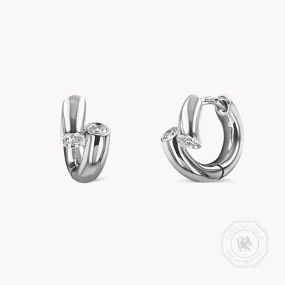 Eclipse 0.17ct Diamond Hoop Earrings in 18ct White Gold