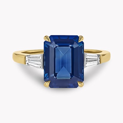 Octagonal Cut 4.21ct Madagascan Sapphire and Diamond Ring in 18ct Yellow Gold and Platinum