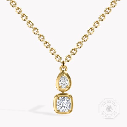 Skimming Stone Cushion Cut and Pear Shaped Diamond Pendant