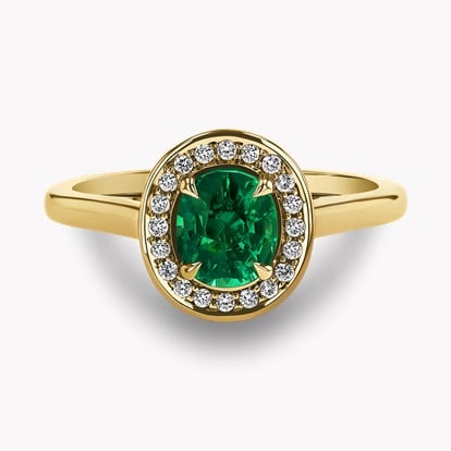 Classic 0.70ct Emerald and Diamond Cluster Ring