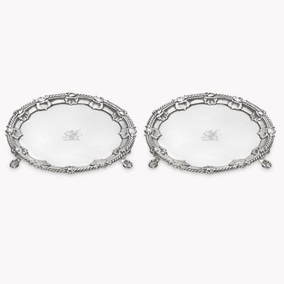 Silver George II Pair of Salvers Ebenezer Coker, 1755