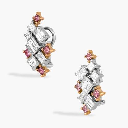 Masterpiece Mosaic 0.97ct Fancy Intense Pink Diamond Earrings