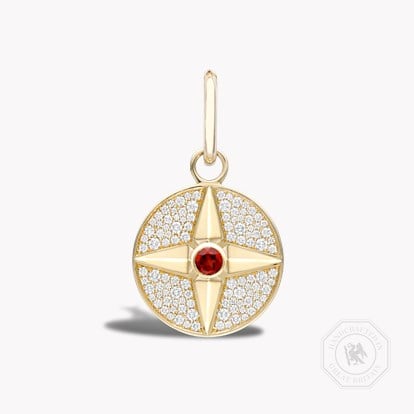 Garnet Pendant Charm in 18ct Yellow Gold